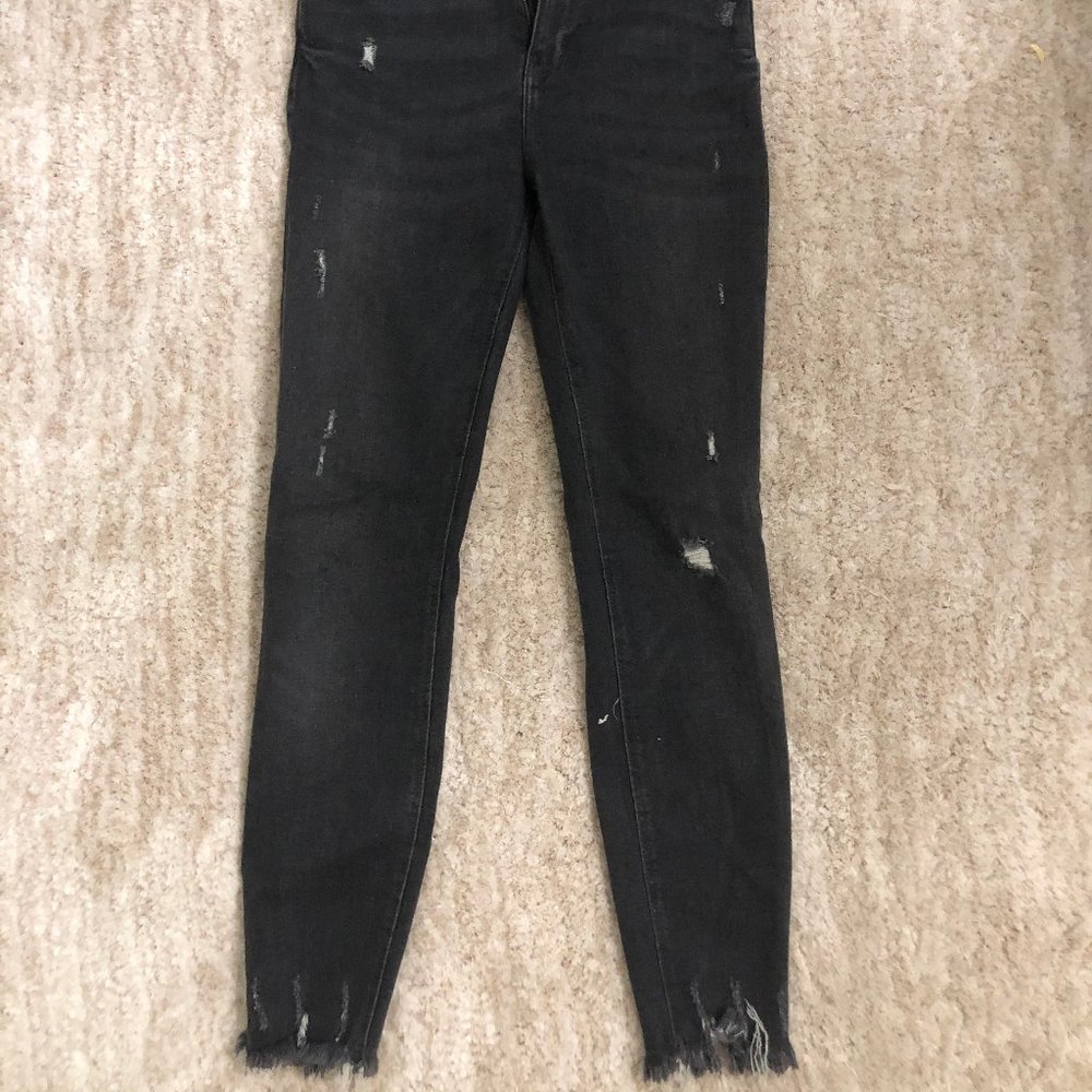 ZARA TRAFALUC DARK GREY DISTRESSED SKINNY JEANS